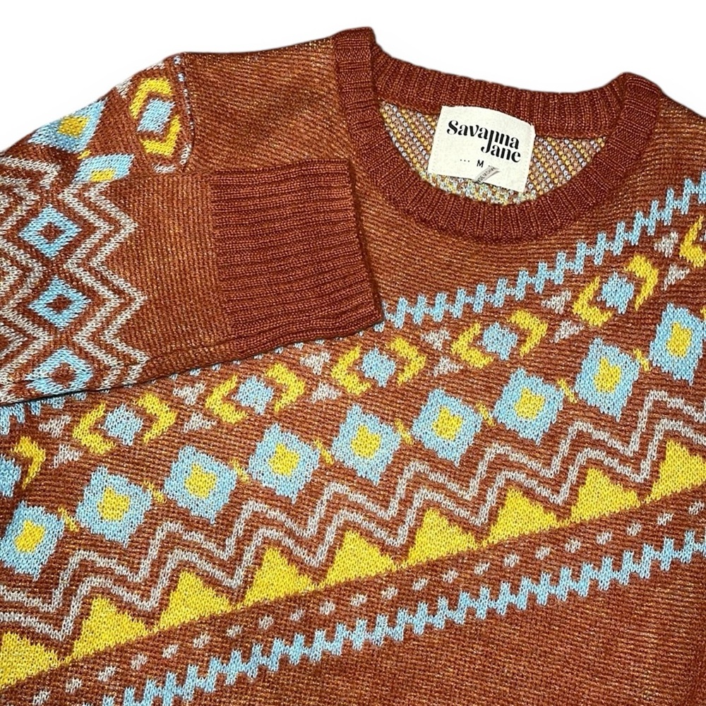 Savanna Jane Geometric‎ Crewneck Sweater Sz Medium